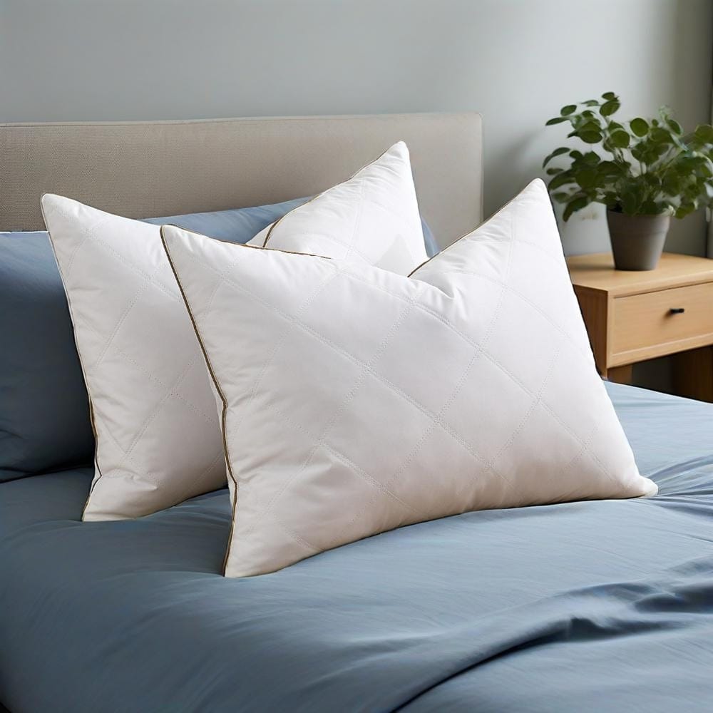 Medium-Firm Soft Premium Feather Bed Pillows Set of 2 - White