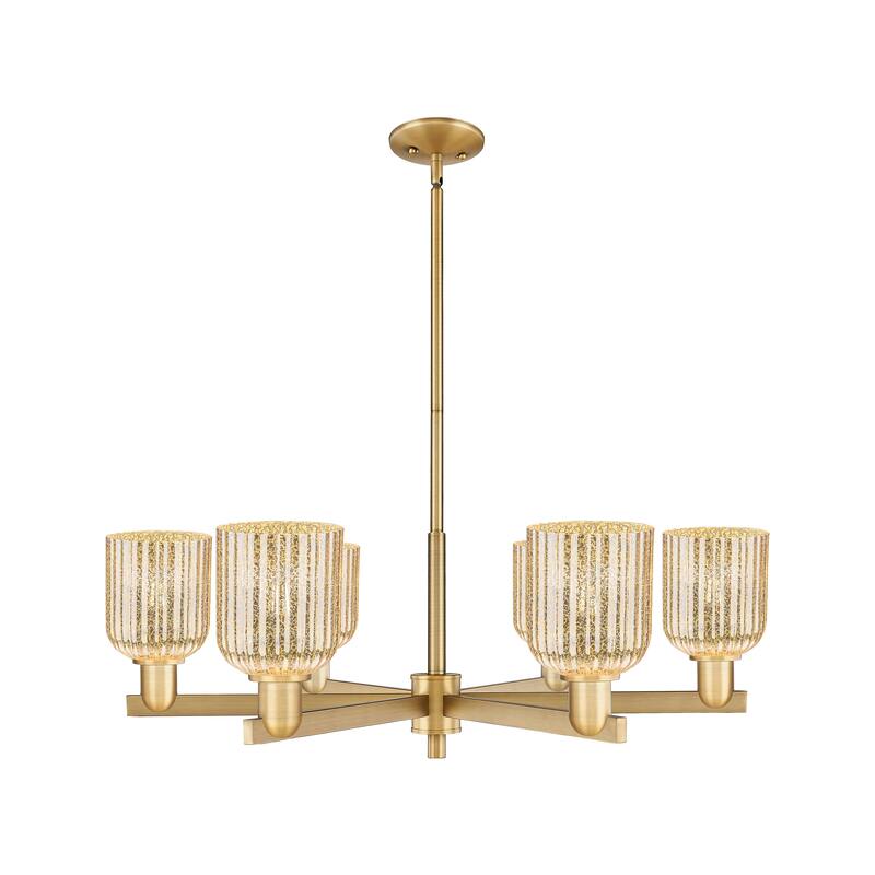 Innovations LightingDowntown Urban - Bridal Veil - 6 Light 35" Stem Hung Chandelier - Mercury/Brushed Brass