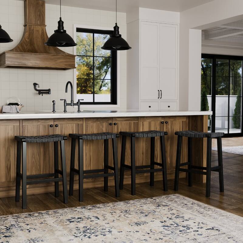 Maven Lane Noah Backless Kitchen Dining Stool with Vegan Leather