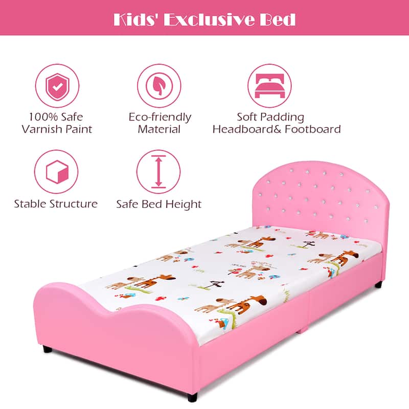 Kids Bed Upholstered Platform Bed Princess Bedroom Furniture