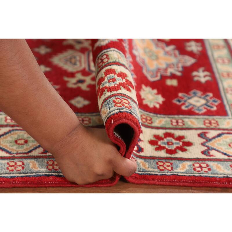 Red Kazak Foyer Rug Hand-Knotted Oriental Accent Wool Carpet - 2'8" x 3'11"