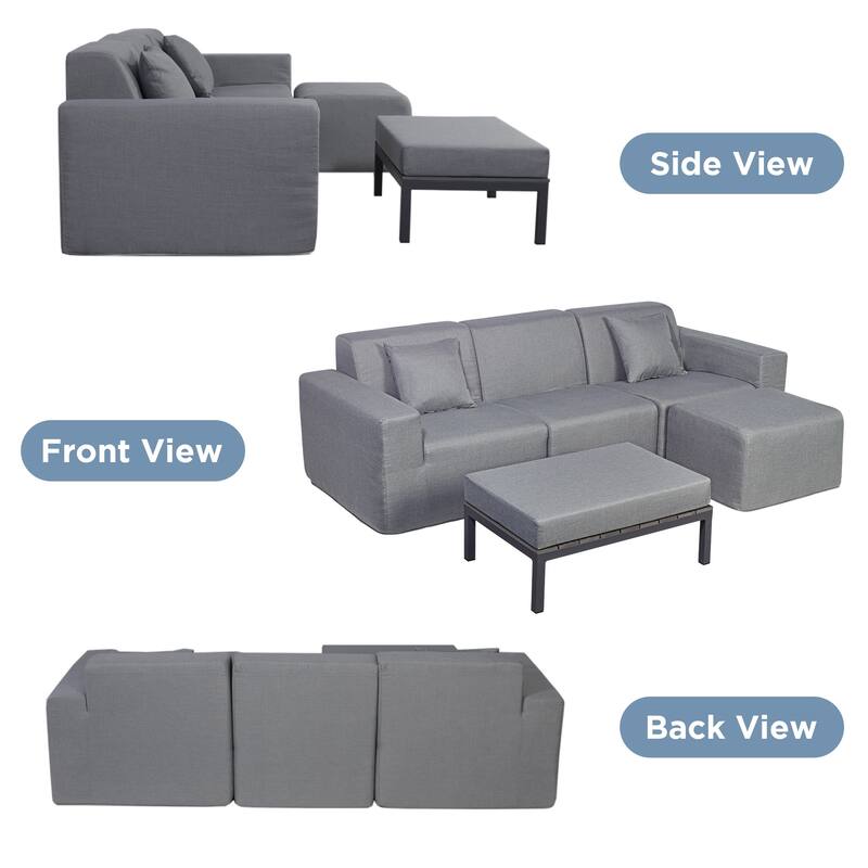 Outdoor and Indoor Modern Modular Patio Sectional Sofa with L-Shape Chaise, Cloud Sectional Couch with Comfy Chaise