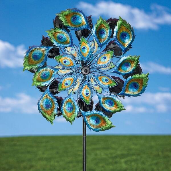 Shop Peacock Solar Multi Color Wind Spinner Outdoor Lawn Garden