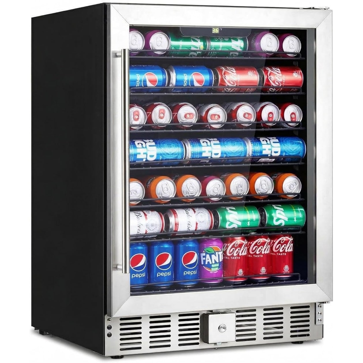 Commercial Beverage Refrigerator, 3 Door Glass Display Cooler with LED Lighting
