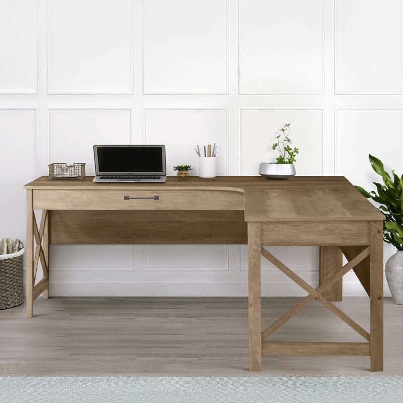 Saint Birch Alaska Modern Farmhouse L-Shaped Desk with Drawer