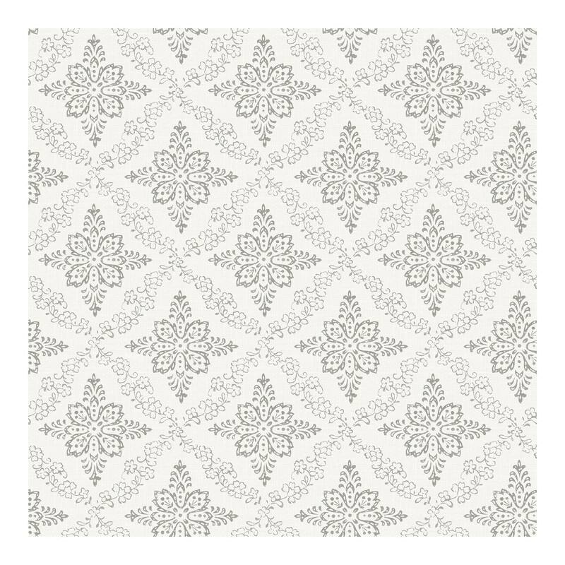 Chesapeake Wynonna Light Grey Geometric Floral Wallpaper - 20.5 x 396 x 0.025