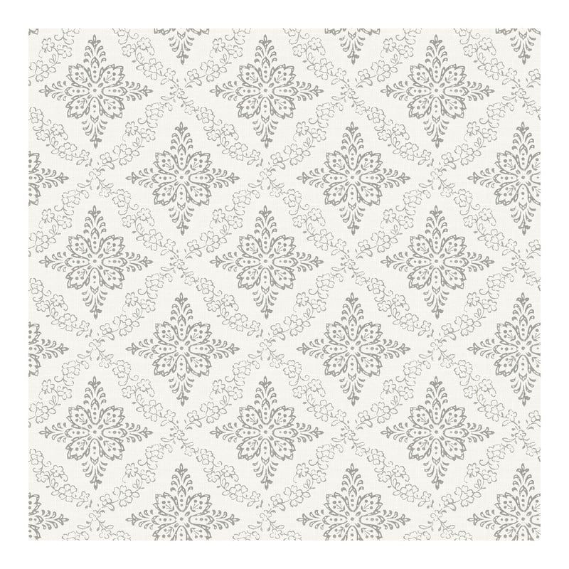 Chesapeake Wynonna Light Grey Geometric Floral Wallpaper - 20.5 x 396 x 0.025