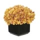 preview thumbnail 31 of 31, Faux Hydrangea in Small Black Cube Ceramic Vase Gold