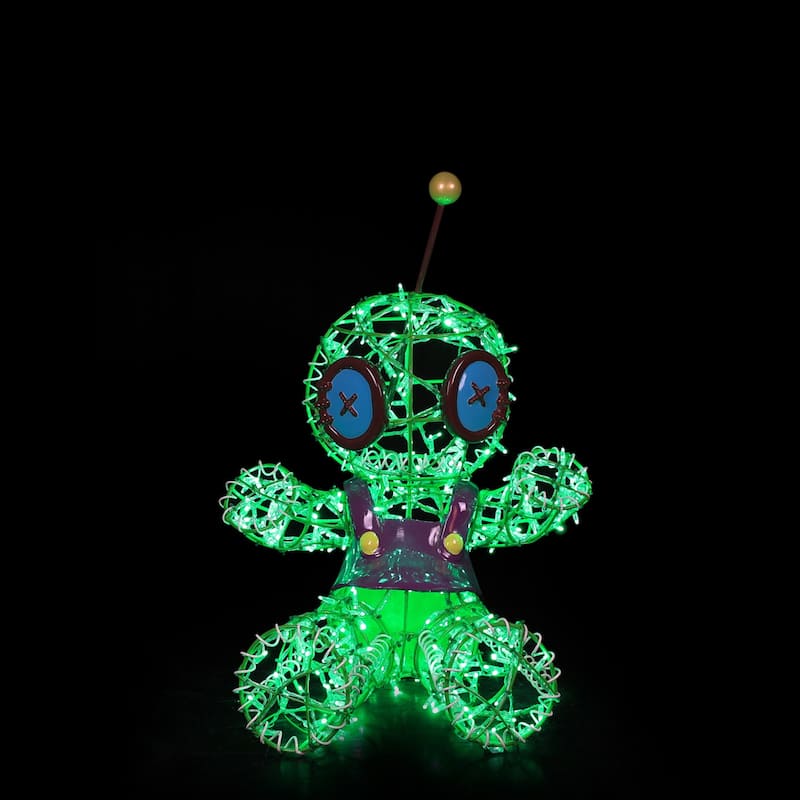 LED Lighted Boy Voodoo Doll Outdoor Halloween Statue - 31" - Green