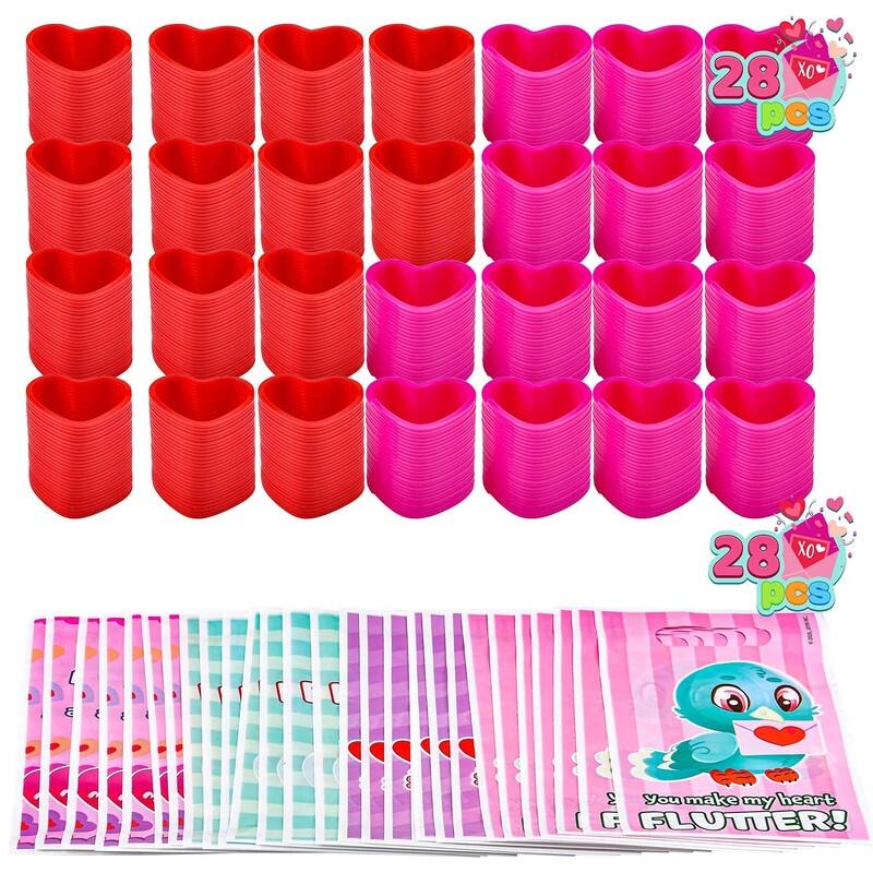 140 Pcs Valentine's Party Pack Set and stickers with cute, Valentine-themed designs,Perfect for boys and girls. - Multi