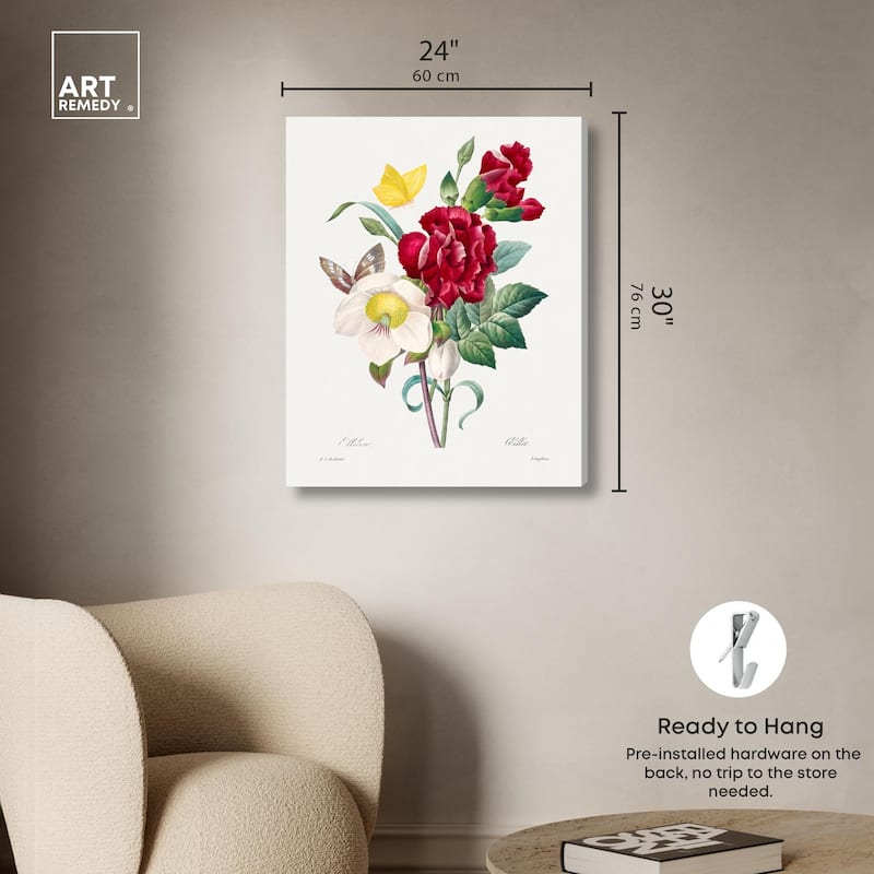 Winter Rose and Carnation Canvas by Art Remedy, Gallery Wrapped