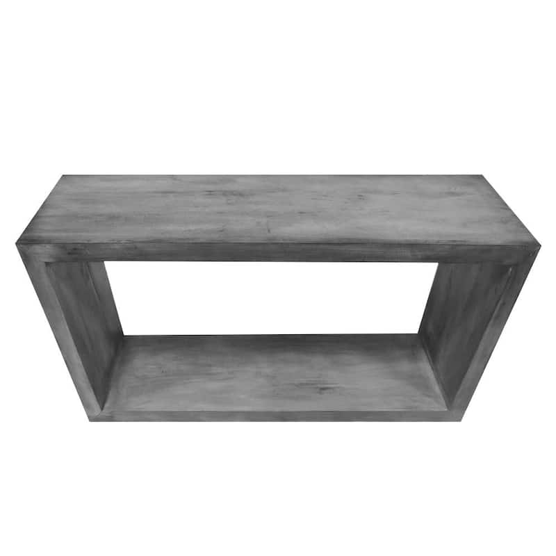 52" Cube Shape Wooden Console Table with Open Bottom Shelf, Charcoal Grey - 52" x 15" x 30"