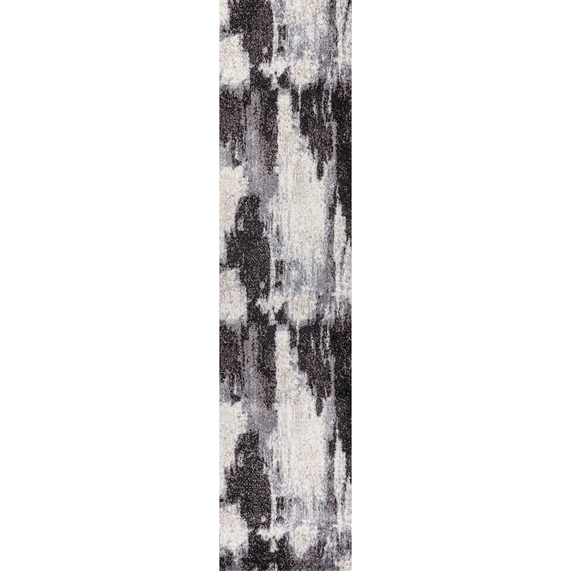 JONATHAN Y Sloane Contemporary Bohemian Abstract Marble Area Rug - 2 X 8 - Charcoal/Cream