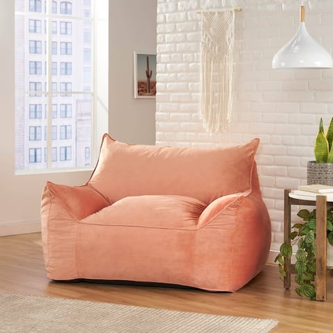 Loubar Velveteen Bean Bag Chair with Armrests by Christopher Knight Home