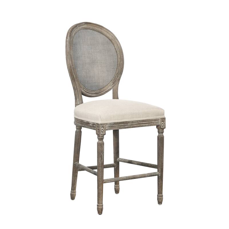 Chapelle Traditional Rattan Portrait Back Bar Stool - 30-inch Seat - Counter Height