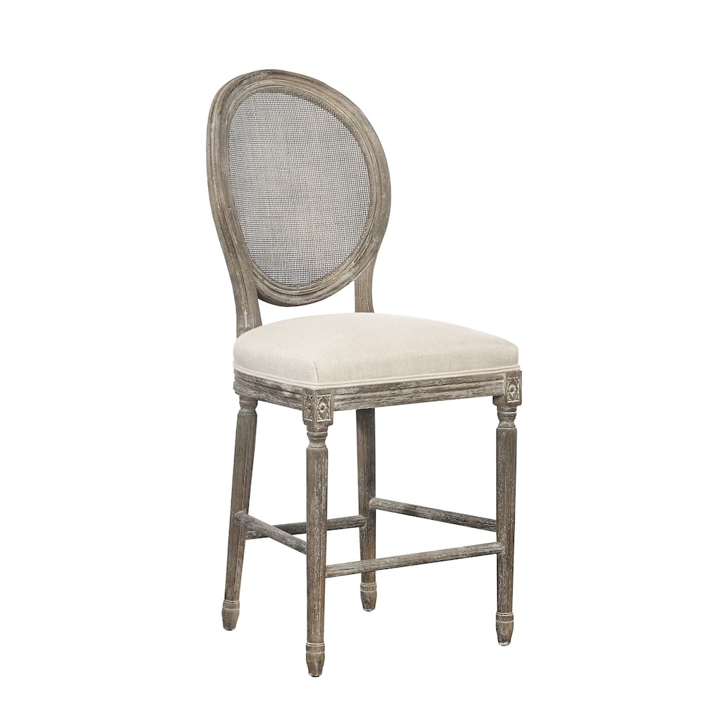 Chapelle Traditional Rattan Portrait Back Bar Stool - 30-inch Seat