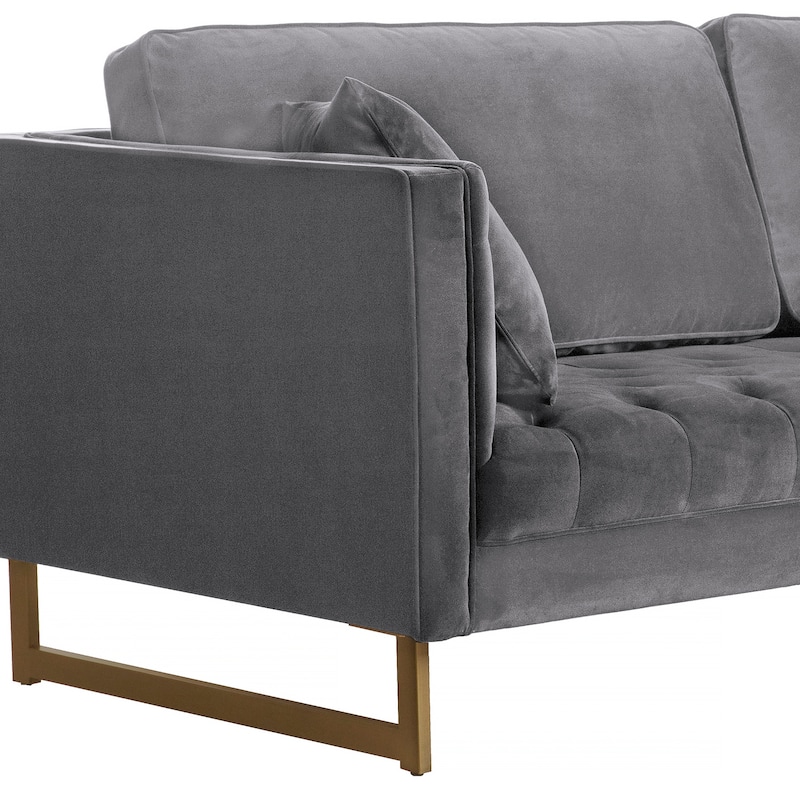 Lenox Velvet 90" 3-Seater Sofa with Brass Legs