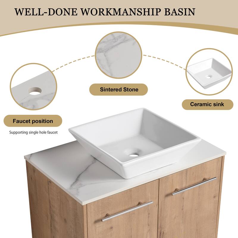 ARTCHIRLY 24"/30" Bathroom Vanity with Sink, Floating Bathroom Vanity with 2 Soft Close Doors