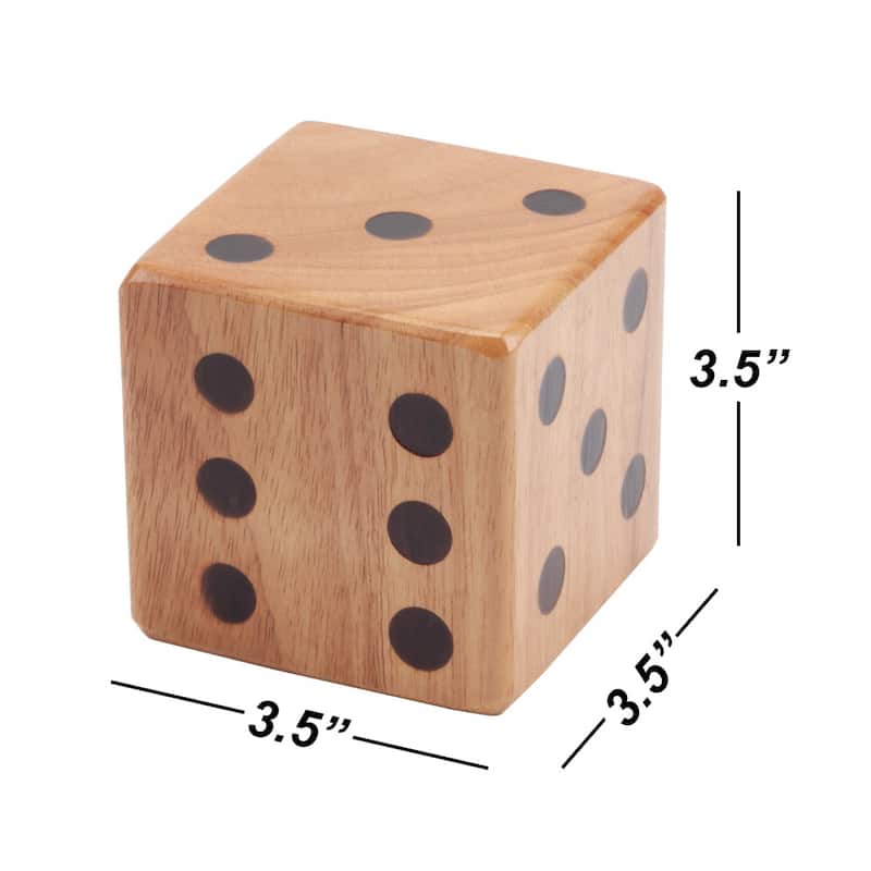 GSE™ 3.5" Rubber Hardwood Giant Yard Dice Set with Bucket and Yardzee & Farkle Scorecard - Giant Dice Set