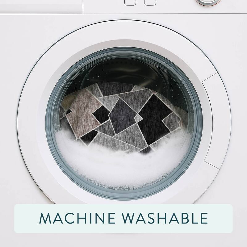 Machine Washable Indoor/ Outdoor Modern Mosaic Chantille Rug