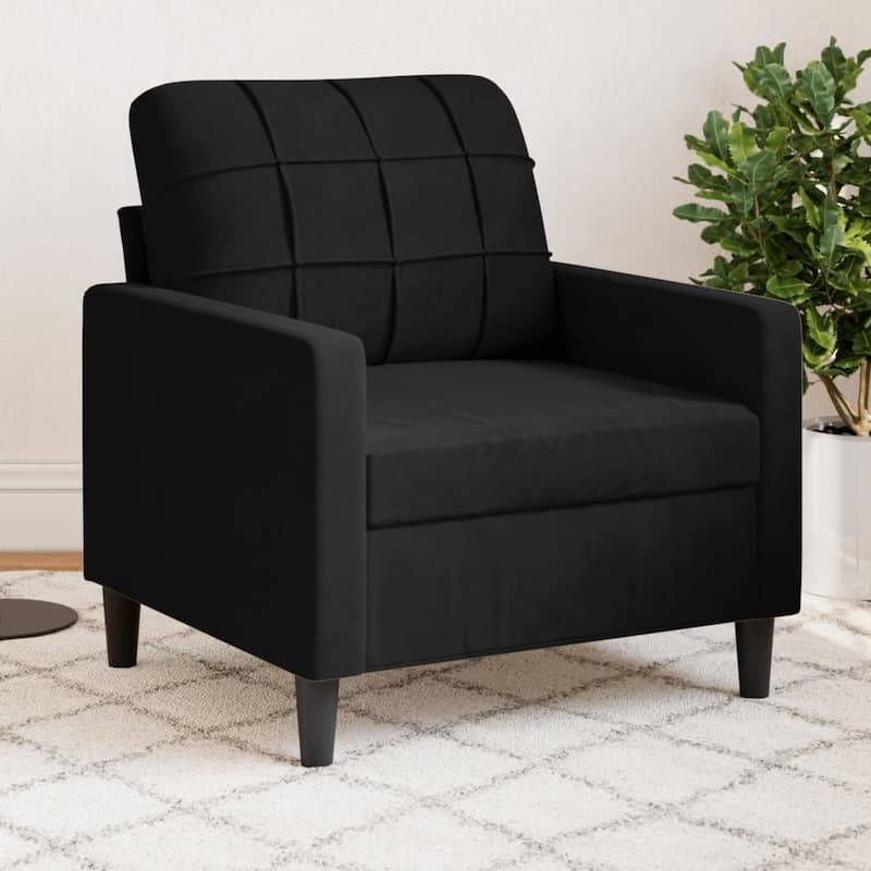 vidaXL Sofa Chair Velvet - Black-1/ 23.6"