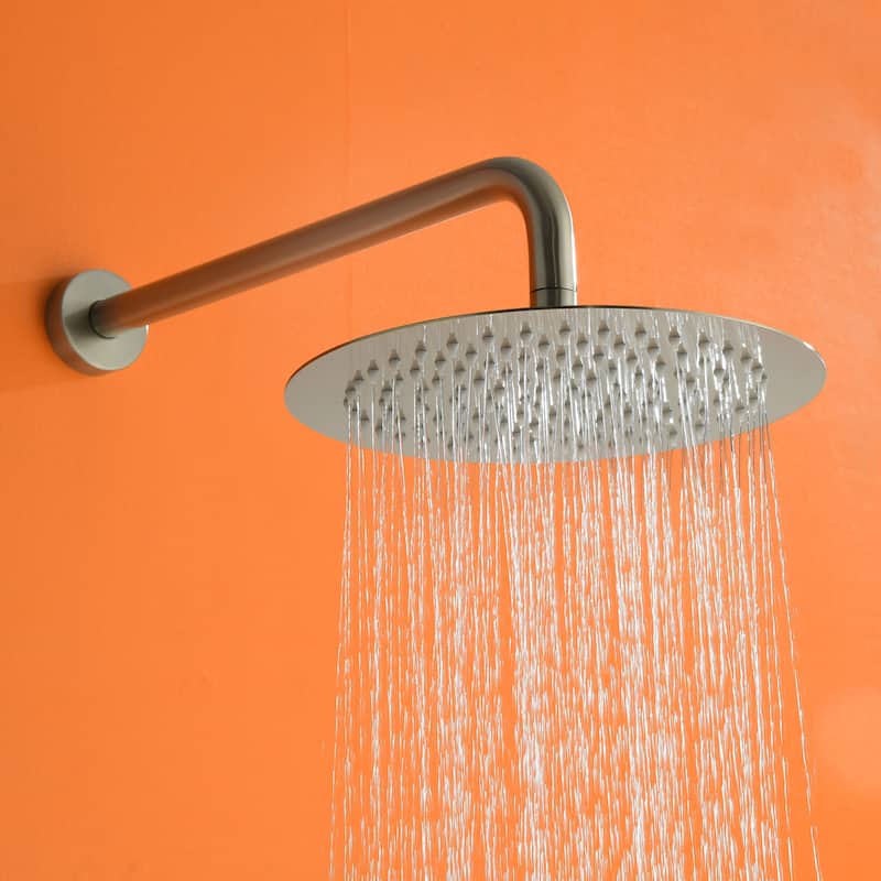 Wall Mounted Shower Faucet With Rough-in Valve Modern Complete Shower System Rainfall 10 Inch Round Shower Head Tirm Kit Set