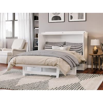 Full Size Murphy Bed Chest with Mattress - Solid Wood Bed with Storage - Space Saving Furniture