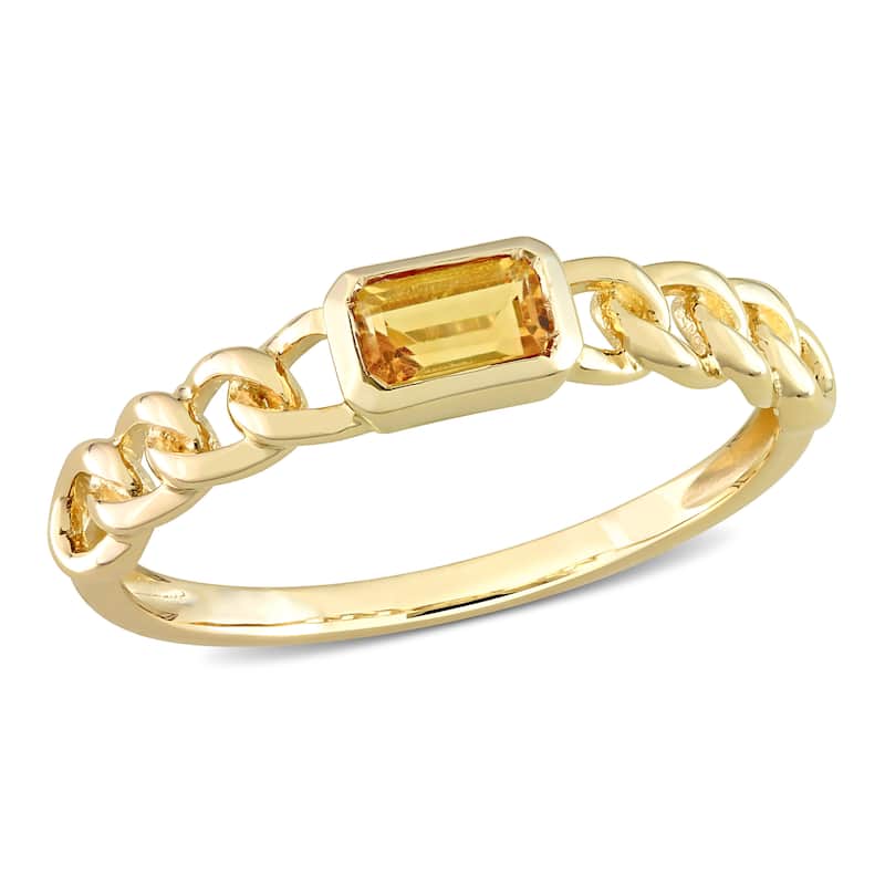 Miadora 10k Yellow Gold Citrine Stackable Link Ring