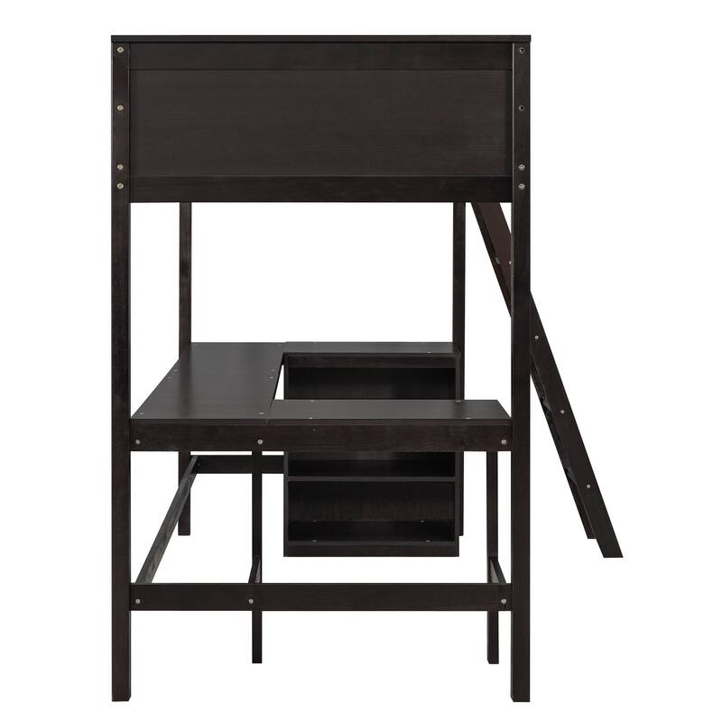 Multi-Functional Twin Loft Bed with Built-in Desk and Storage Shelves