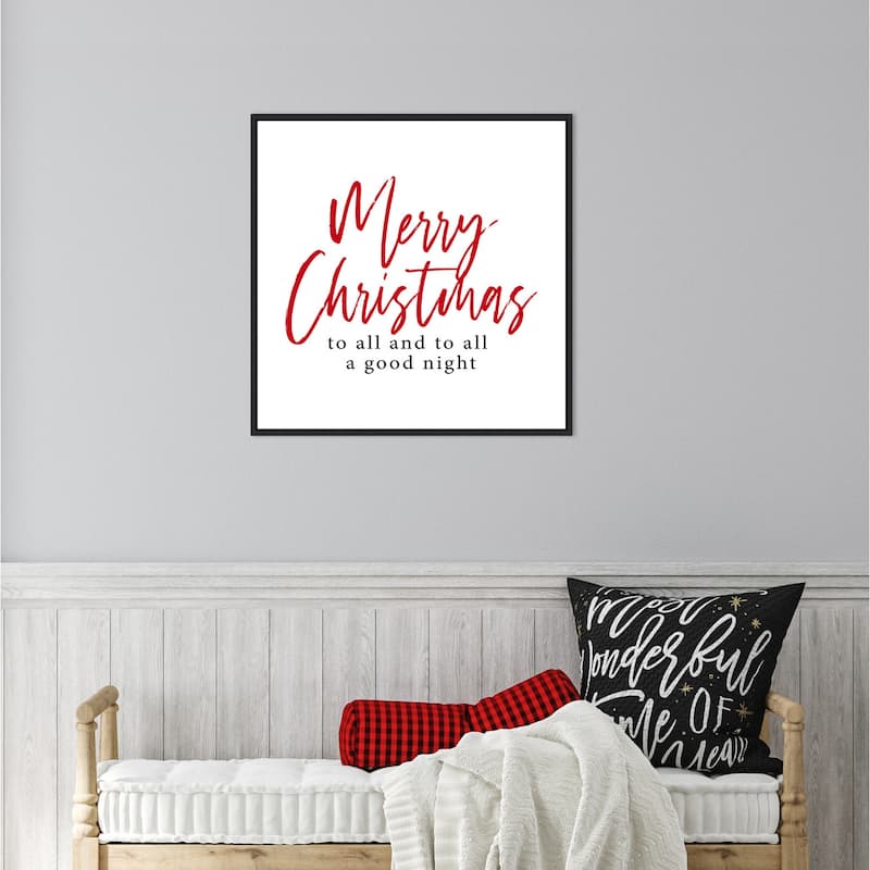 Merry Christmas to All Script by Amanti Art Portfolio Framed Canvas Wall Art