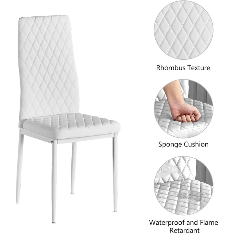 Modern Dining Chairs Set of 6 with PU Leather Seat and Metal Legs Accent Kitchen Side Chairs for Restaurant and Living Room