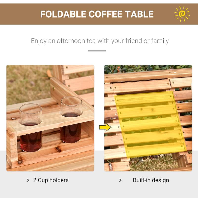 Wood 3-Seater Porch Swing with Table