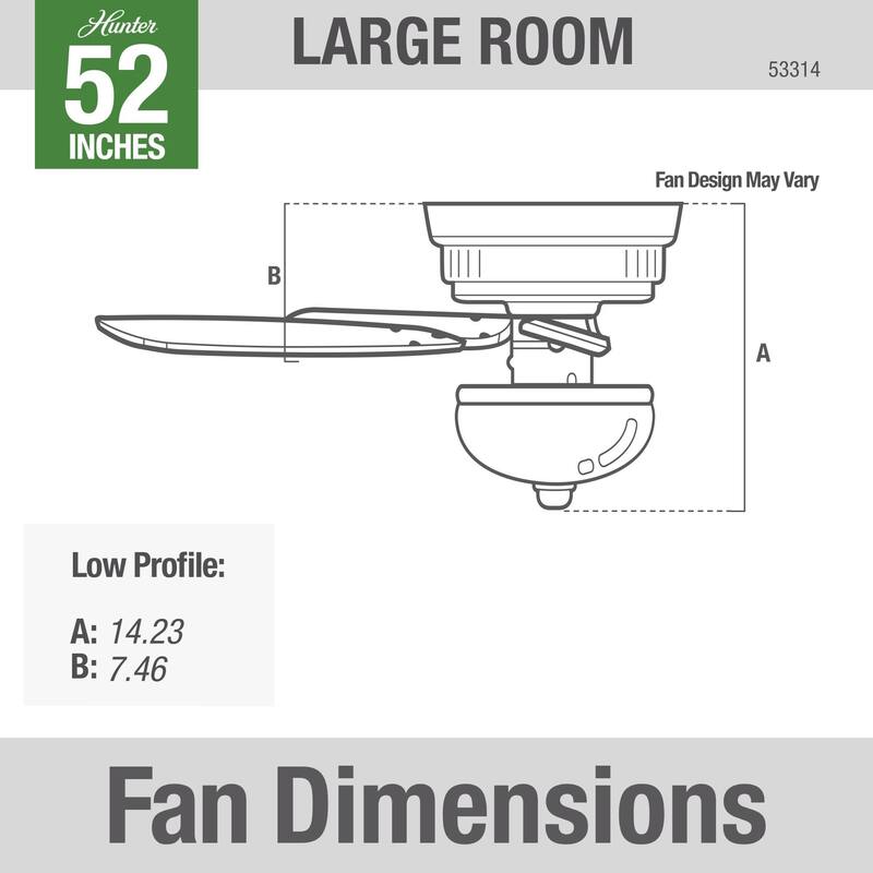 Hunter 52" Newsome Flush Mount Ceiling Fan with LED Bowl Light Kit and Pull Chain