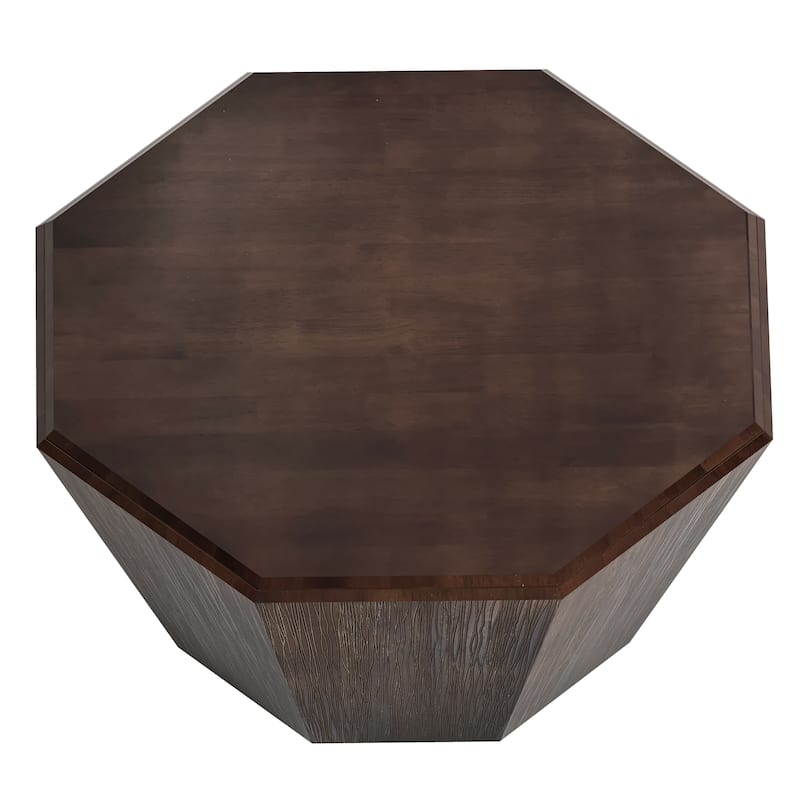 31.5" Octagonal Rubber Wood Coffee Table for Living Room, Bedroom