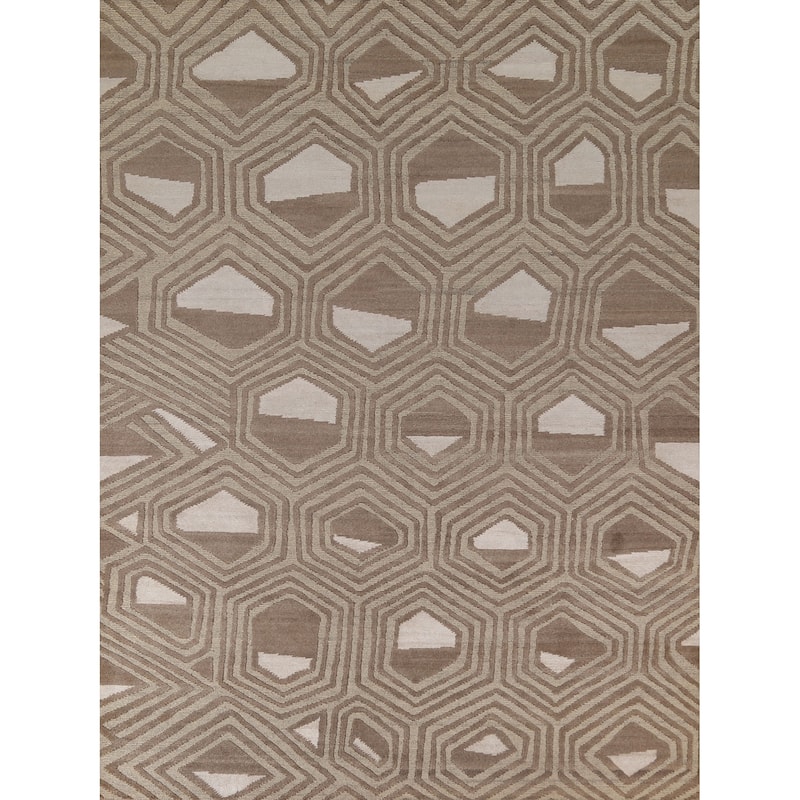 Geometric / Modern Area Rug Handmade Wool Carpet - 8'1"x 9'9"