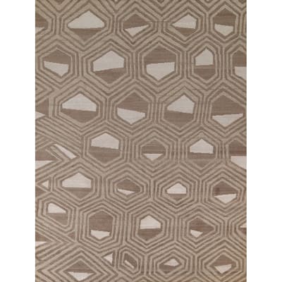 Geometric / Modern Area Rug Handmade Wool Carpet - 8'1"x 9'9"