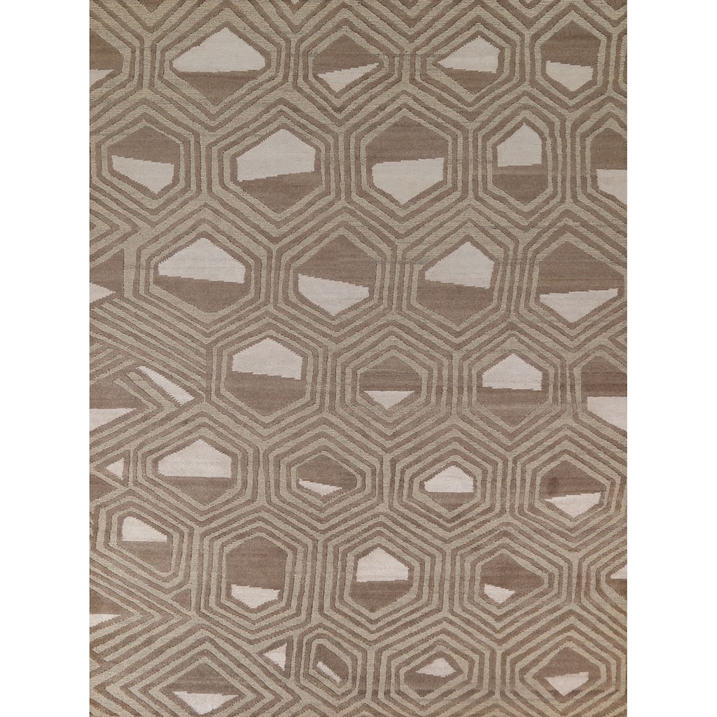Geometric / Modern Area Rug Handmade Wool Carpet - 8'1"x 9'9"