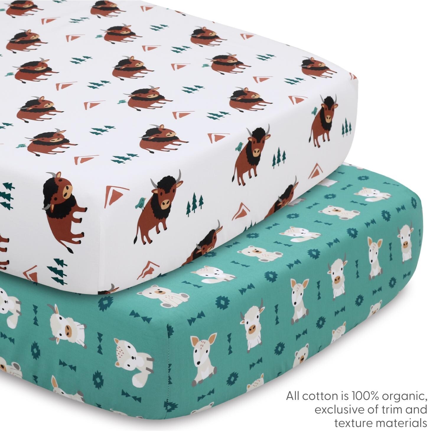The Peanutshell Organic Cotton Crib Bedding Set for Baby Boys Western Woods 4 Pieces