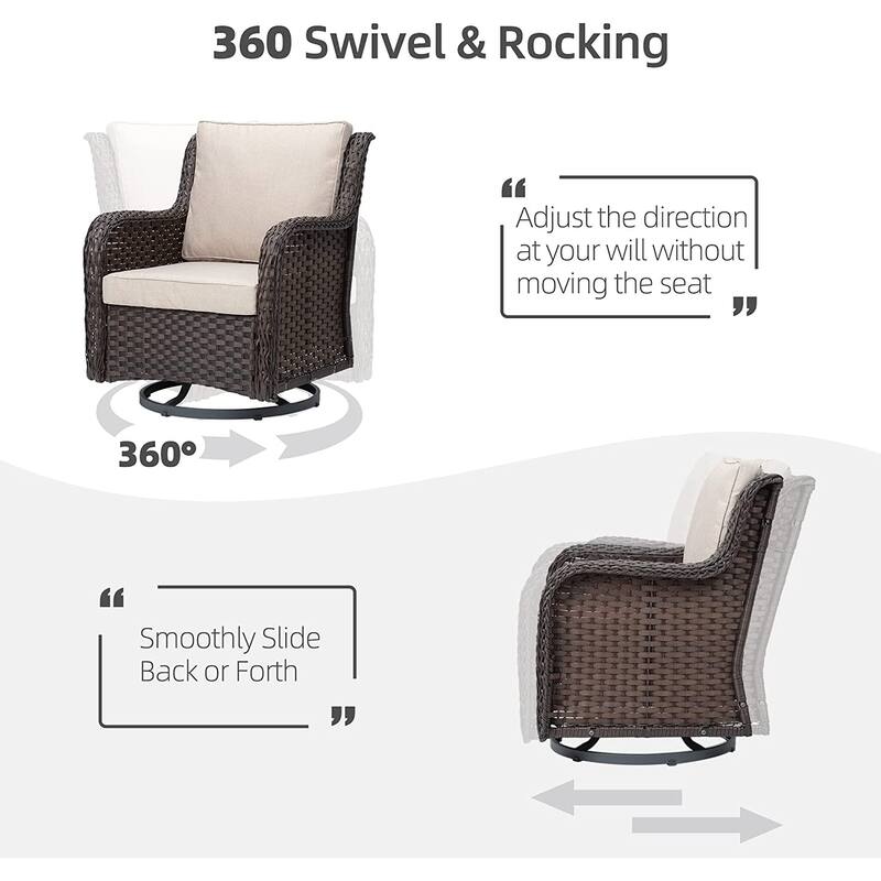 Outdoor Rotatable Seating Group with Cushions Patio Wicker Sections