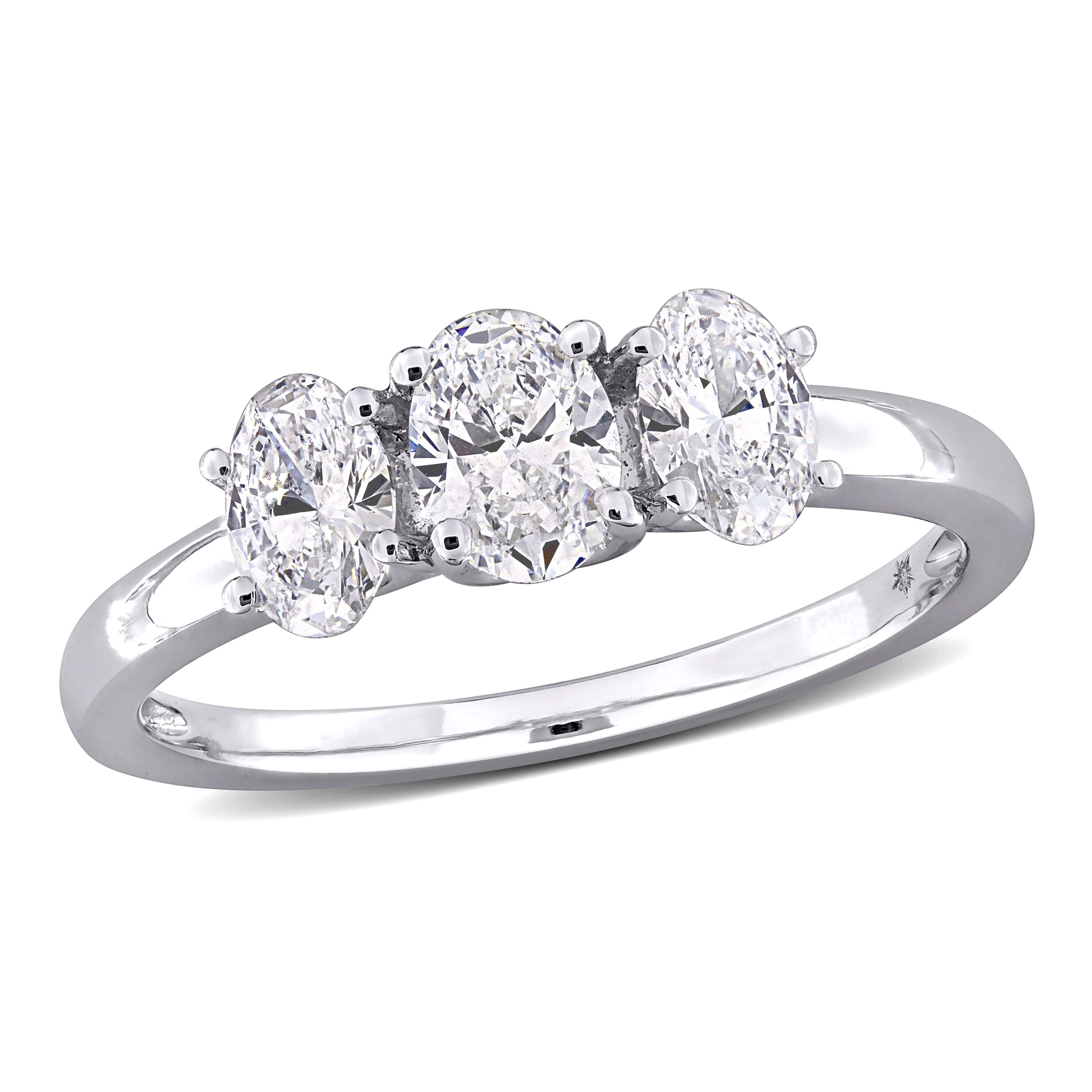 Miadora 1ct TDW Oval-Cut Lab-Grown Diamond 3-stone Ring 14k White Gold