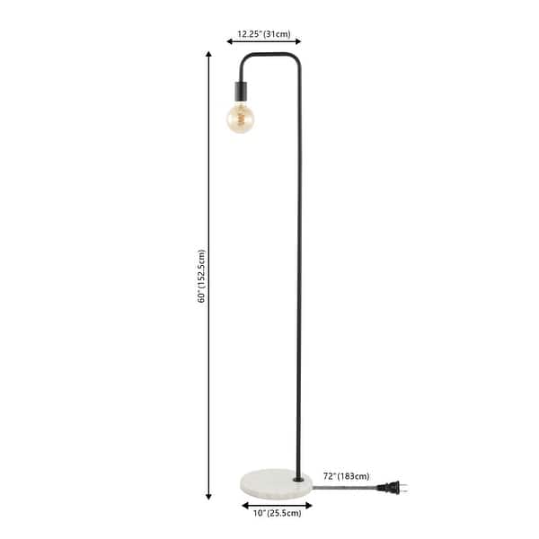 dimension image slide 1 of 3, JONATHAN Y Haines 60" Minimalist Edison Metal/Marble Floor Lamp, Gold