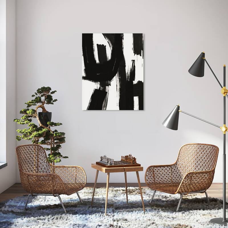 Wynwood Studio Canvas Abstract B W Machinery Black and Modern & Contemporary Wall Art Canvas Print - 30 x 36