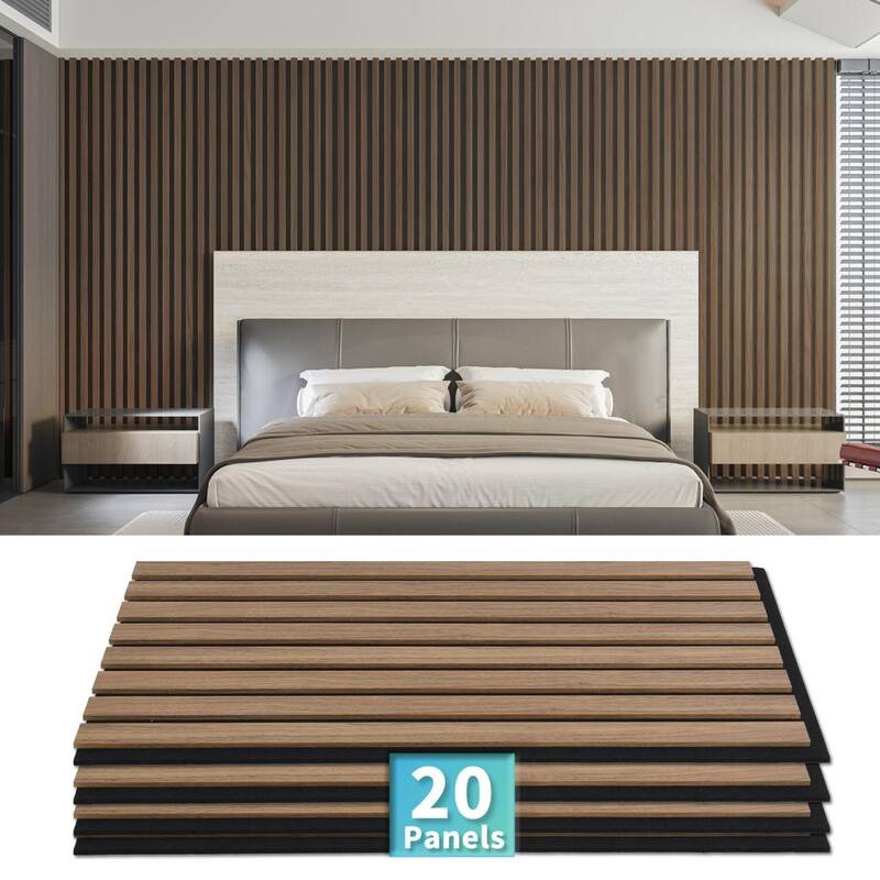 20pcs 24"x12" MDF Slat Wall Paneling Cover 40 Sq.Ft. - DeepWalnut