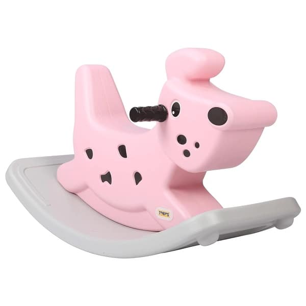 slide 2 of 4, Rocking Horse Outdoor Rocking Toy with Music for Toddler Baby Kids Ages 1-3 Year Old Boy Girl Pink - 29''L x 14.6''W x 19.7''H Pink