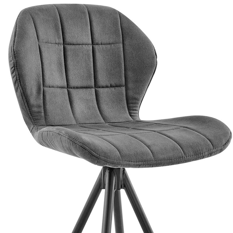 Charcoal Fabric Bar Height Chair with Backrest, Footrest and Black Iron Frame