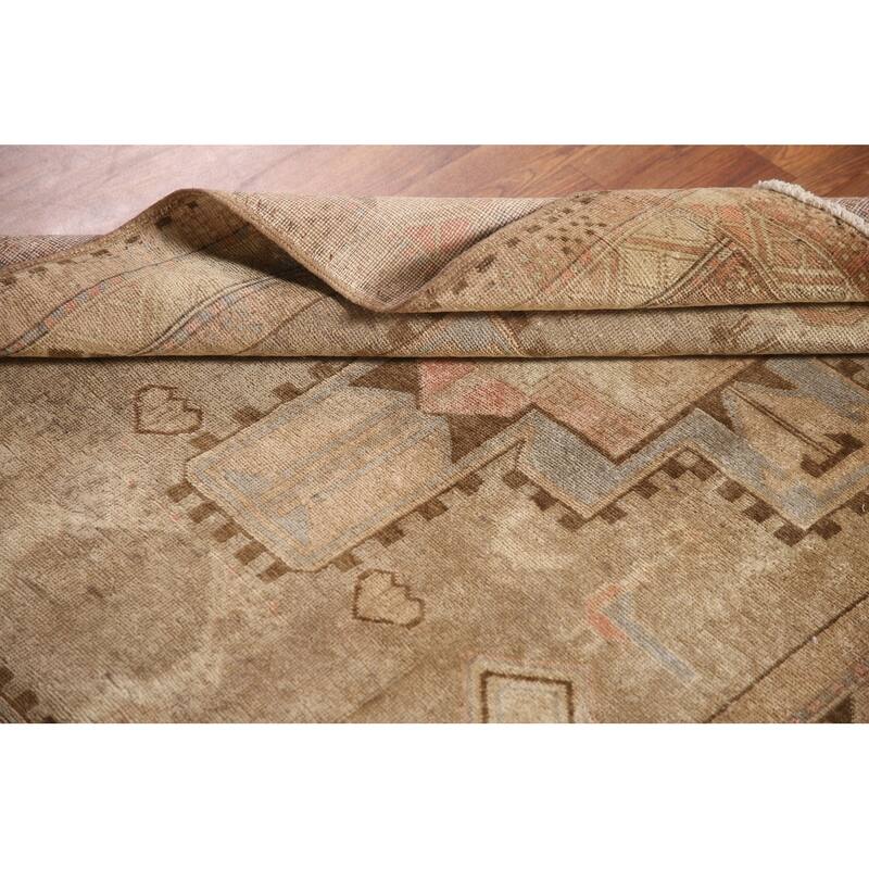 Tribal Animals Ardebil Persian Antique Runner Rug Handmade Wool Carpet - 4'0" x 10'11"