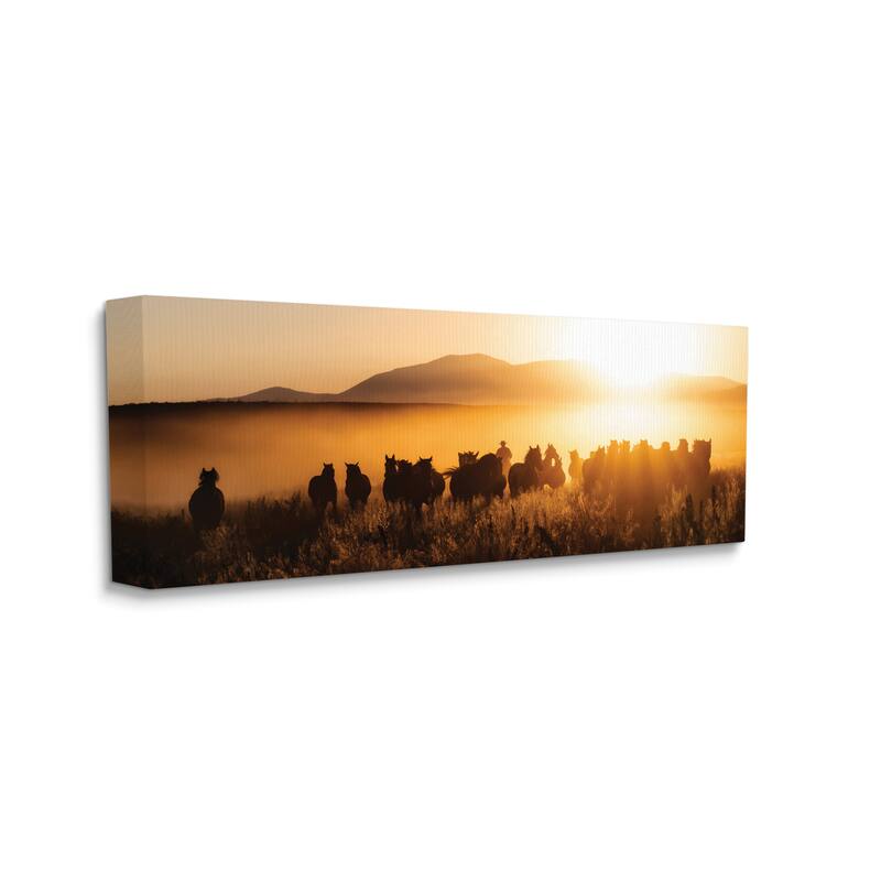 Stupell Sunset Cowboy & Horses Canvas Wall Art Design by PBurchettePhoto