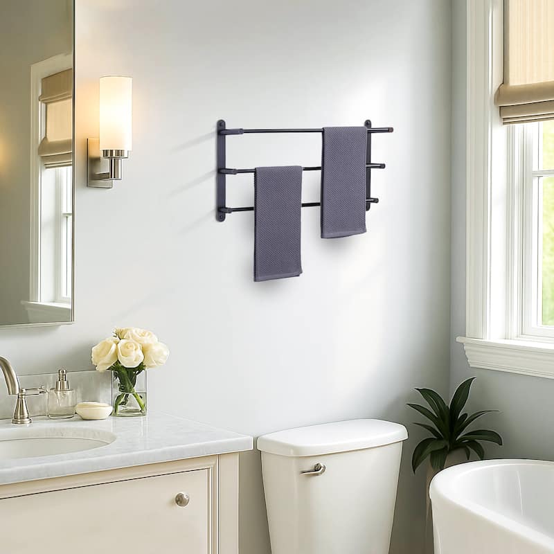 WOWOW 3-Tier Wall Mounted Towel Rack in Brushed Nickel