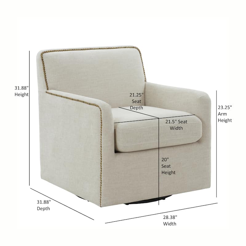 Tobias Swivel Accent Chair with Nailhead Trim by Greyson Living