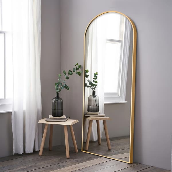 Dovelina Arched Full Length Floor Wall Mirror Standing Mirror - 64x21 - Gold